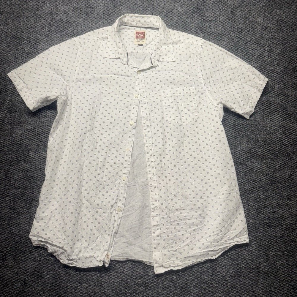 Micros Los Angeles Button Down Shirt Men's XL Short Sleeve White Geometric